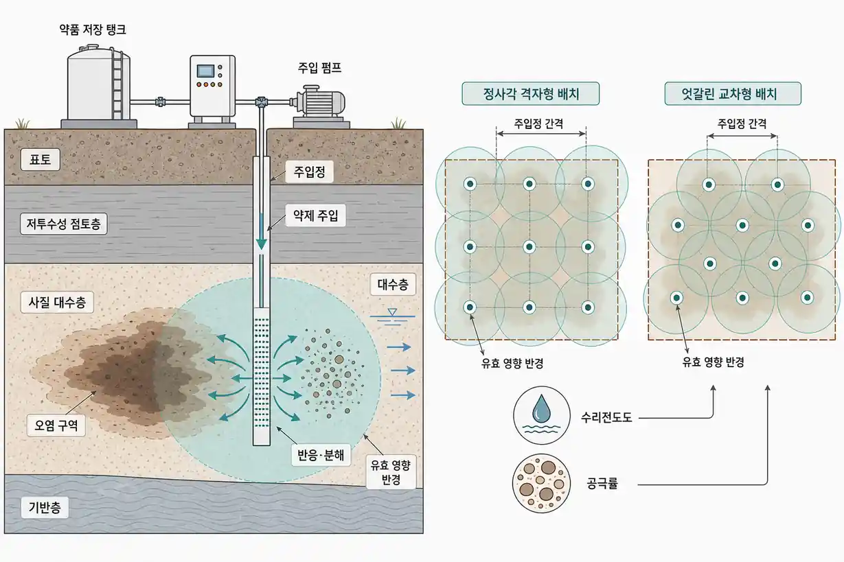 토양오염 복원 위한 지중 화학약품 주입 설계