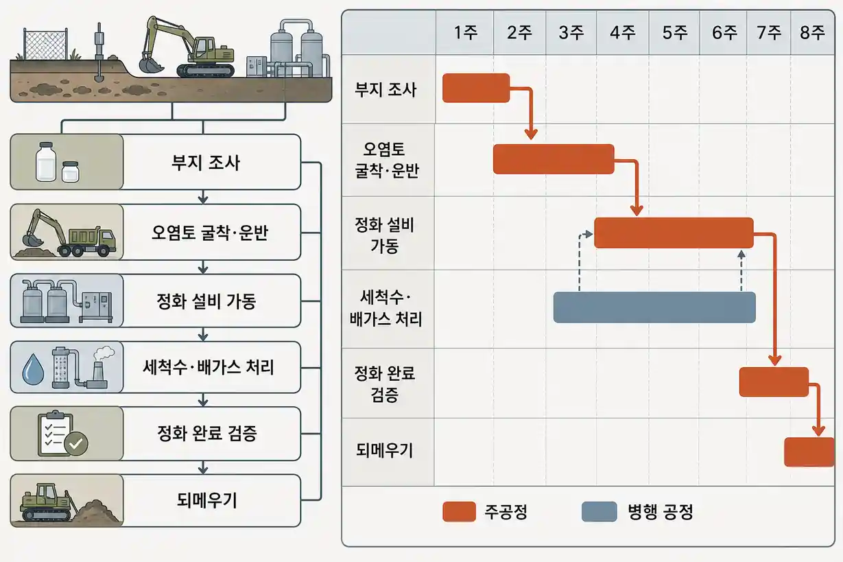 토양오염 복원 프로젝트 공정일정 수립