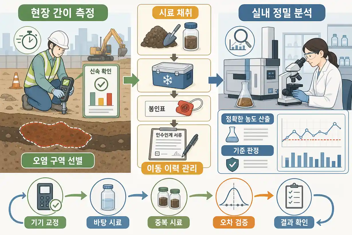 토양오염 복원 현장 간이 측정과 실내 정밀 분석기법 비교
