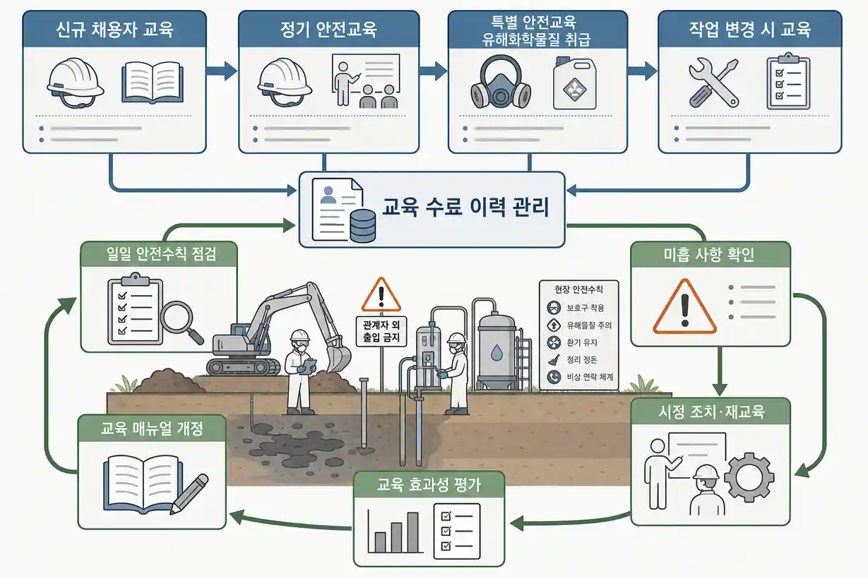 토양오염 복원 현장 안전교육 체계 및 법정 교육 이수