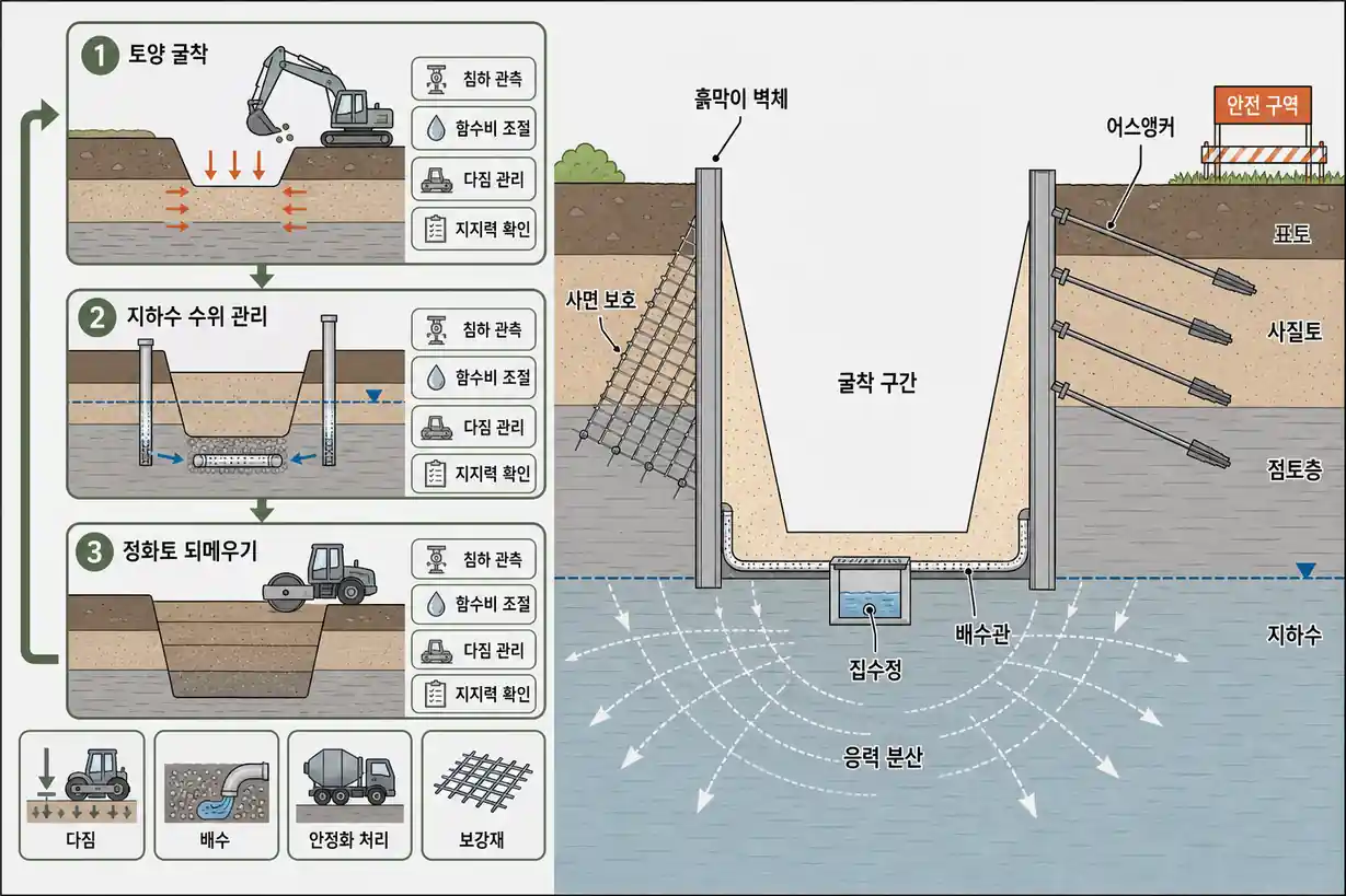 토양오염 물리적 정화 시 지반 변형 메커니즘 및 지반안정성 확보