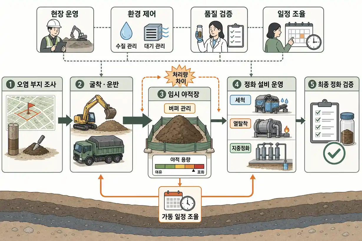 토양오염 복원 현장관리 공정 간 협업 체계 및 통합 관리
