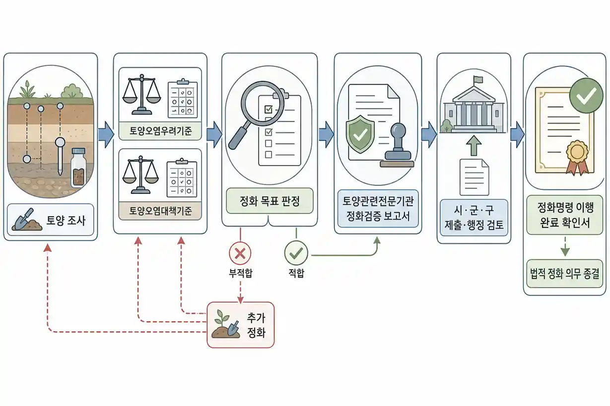 토양오염 정화 완료 판정기준 법적 체계 및 검증