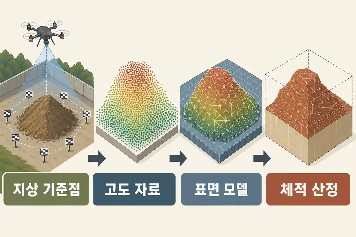 드론 매핑 토양오염 야적장 토사 체적 측정