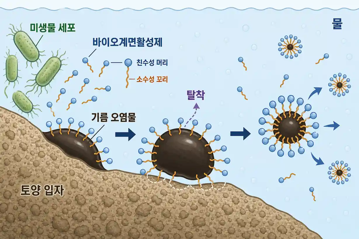 바이오계면활성제 생성 미생물 토양 오염물질 탈착