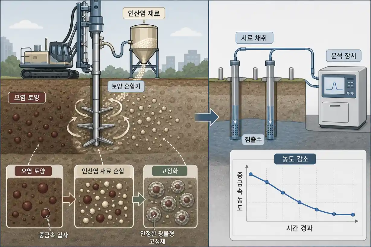 인산염 기반 오염 토양 중금속 고정화 복원 및 모니터링