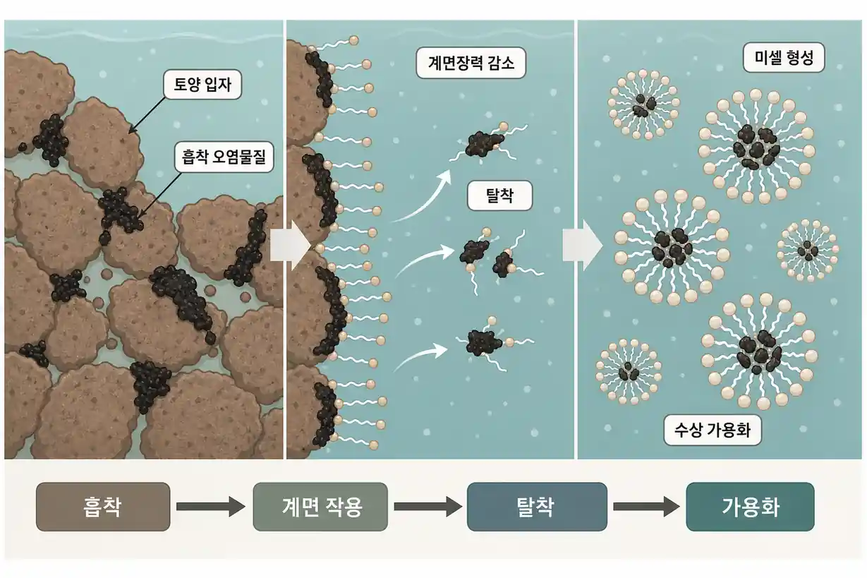 토양오염 복원 계면활성제 미셀 형성