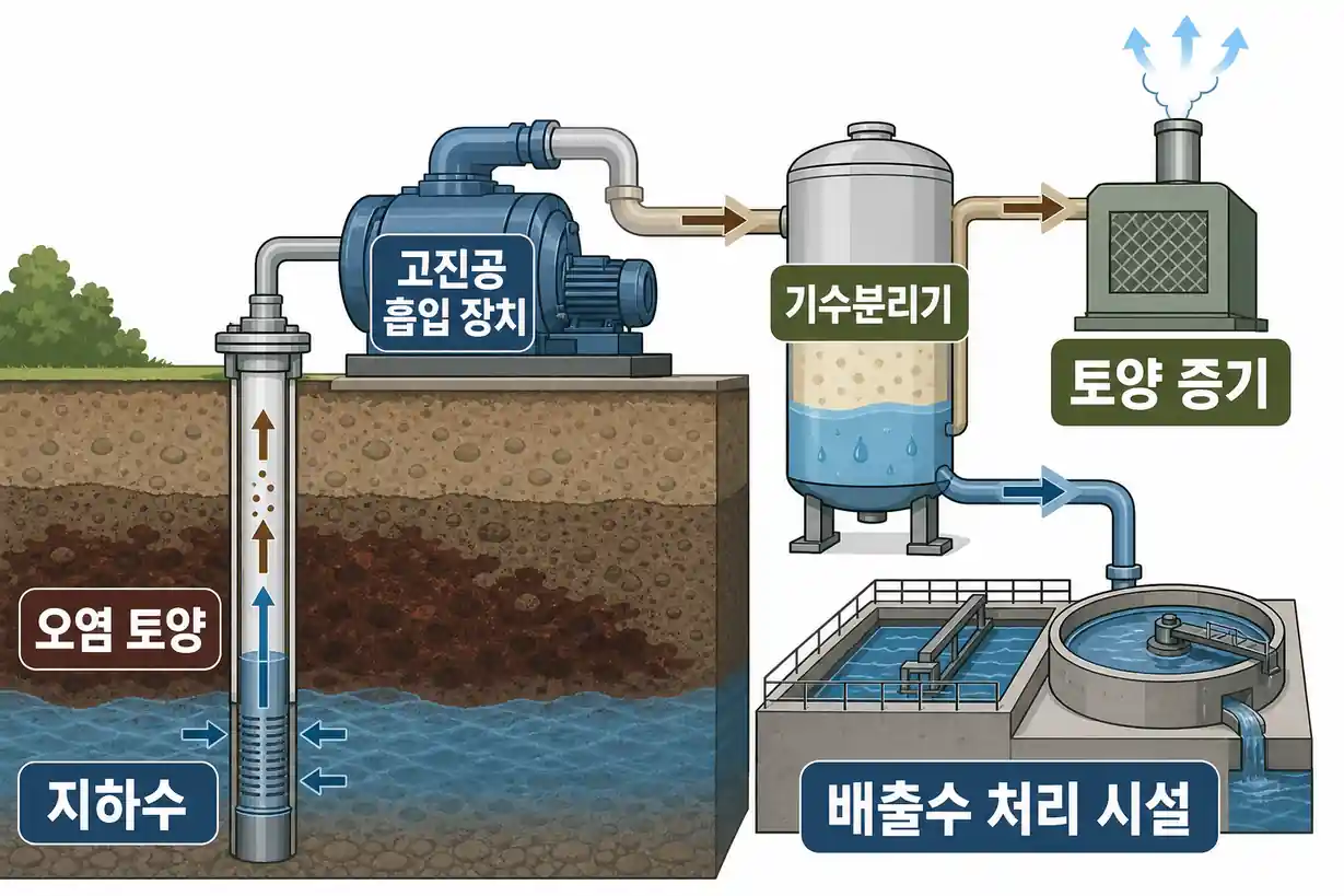 토양오염 복원 다중상 추출 시스템