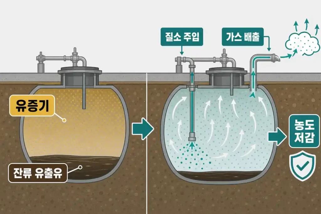 토양오염 복원 유류 탱크 철거 질소 퍼지 유증기 제거