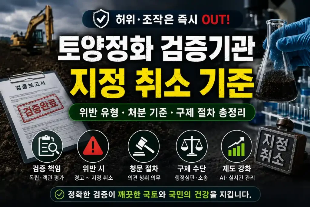 토양오염 정화 검증기관 지정 취소 기준