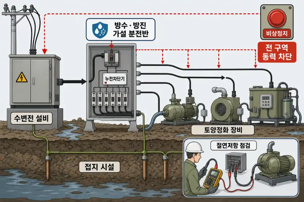 토양오염 정화 현장 가설 전기