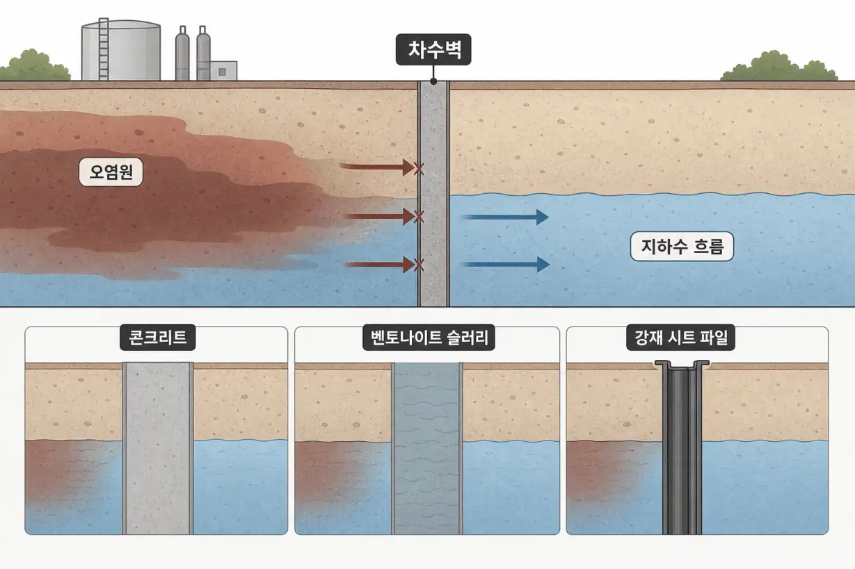 토양오염 방지 위한 연직 차수벽 역할