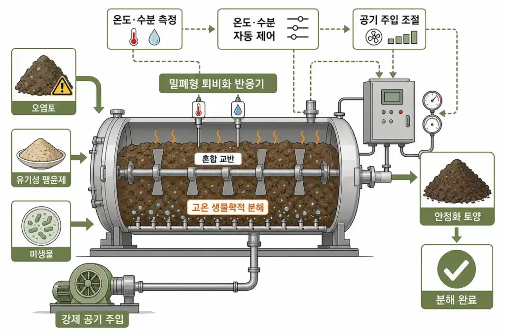 토양오염 복원 퇴비화 반응기 고농도 유기오염물질 분해