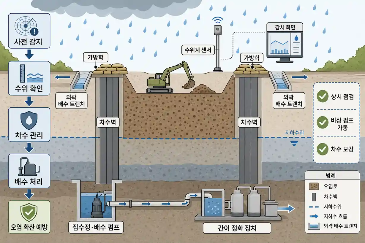 토양오염 복원 현장 지하수위 상승 대응 및 침수 예방