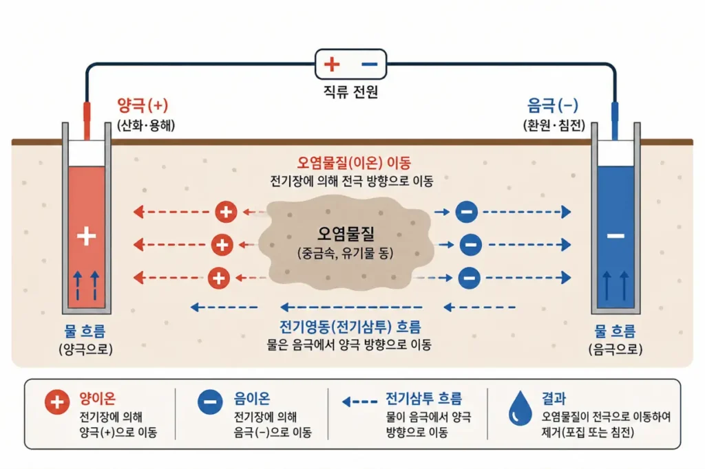 토양오염 복원기술 동전기 공법 원리