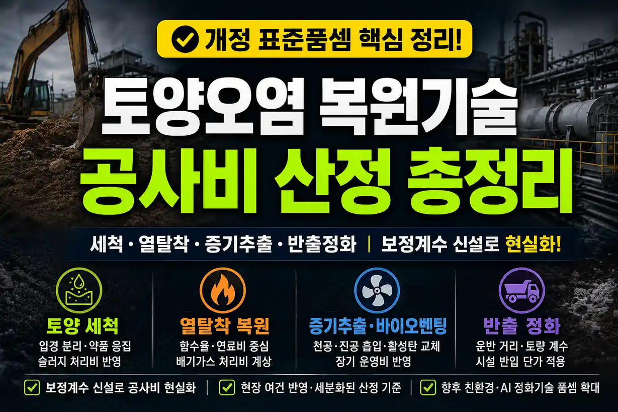 토양오염 복원 공사비 표준품셈 개정