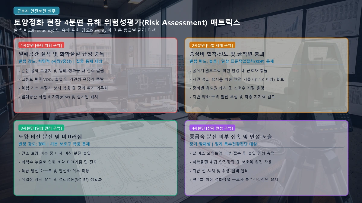 토양정화 현장 4분면 유해 위험성평가 매트릭스 도해