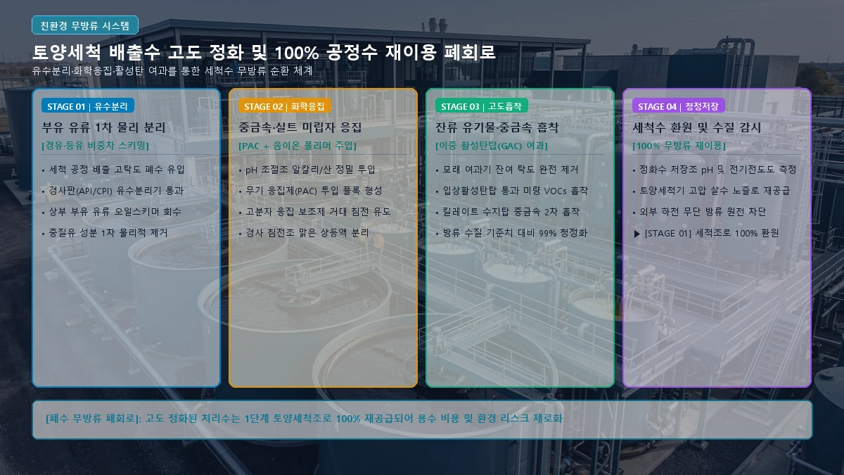 토양세척 배출수 고도 정화 및 무방류 재이용 시스템 도해