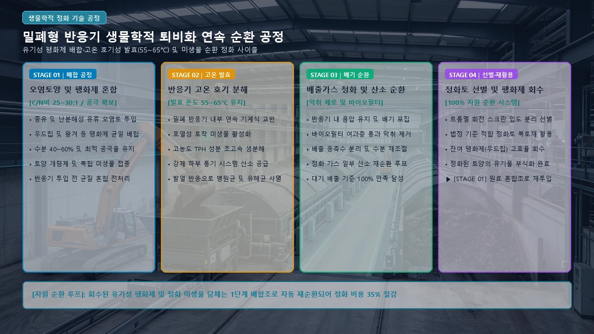 밀폐형 반응기 생물학적 퇴비화 연속 순환 공정도
